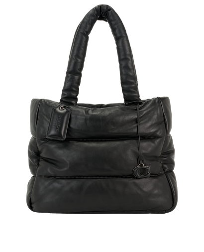 Pillow Tote, &pound;190, Handbags, Black, Leather, Front view